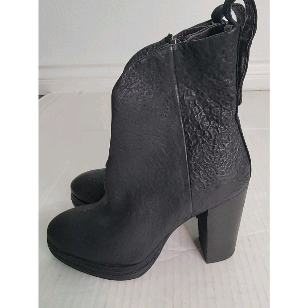 Free People Cowgirl Western Boots 36/6 Black High Heel Platform Pull On